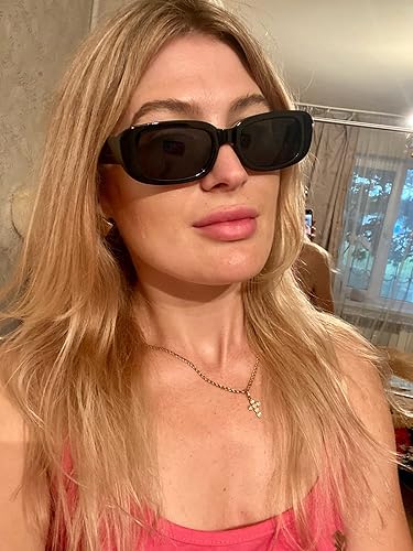 Miniatura 7 de FEISEDY Paquete de 2 lentes de sol rectangulares retro de los años 90 gruesos pequeños y cuadrados frescos B7039-F2