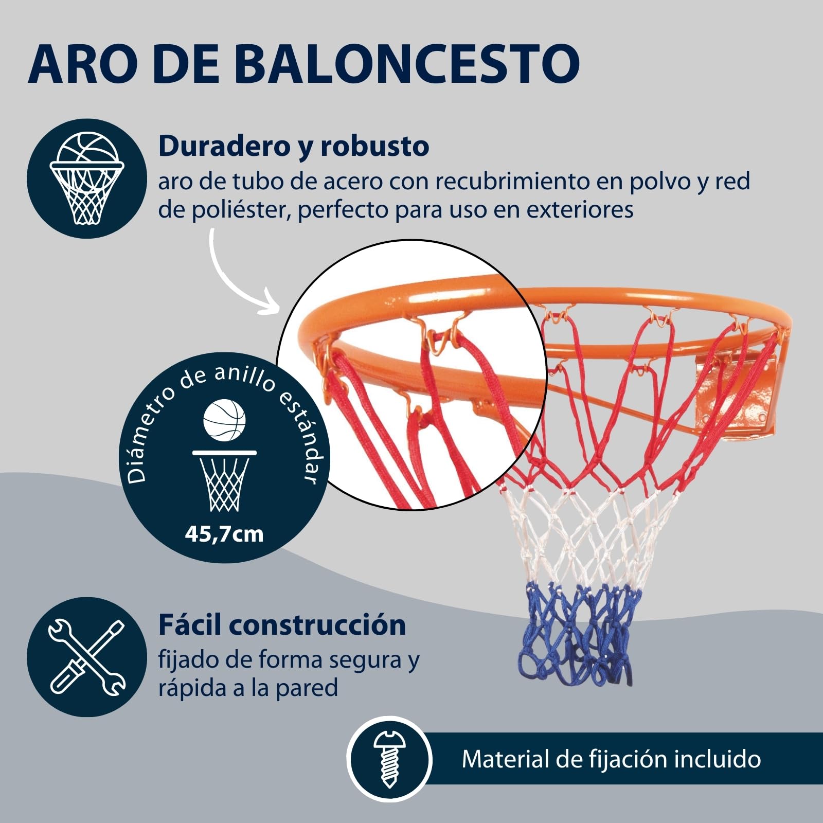 HUDORA - Juego de Baloncesto Slam It - Juego de Baloncesto con Korb, Baloncesto Größe 7 y Bomba de Mano - Robusto Baloncesto para drinnen y draußen - Baloncesto aus Gummi für Kinder & Erwachsene