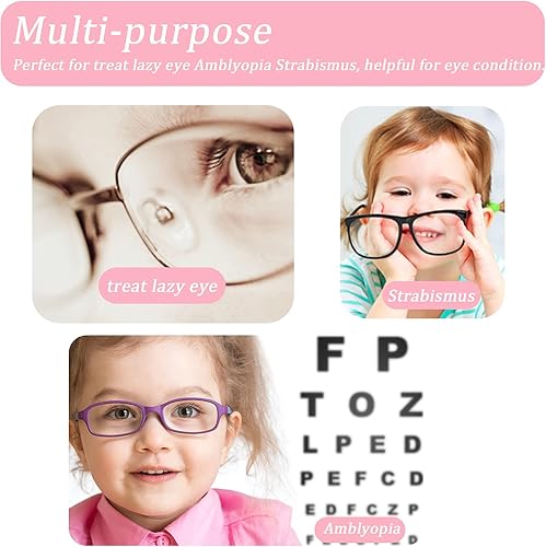 Miniatura 3 de Paquete de 4 parches para los ojos para niños, parche médico suave para los ojos para tratar lentes perezosos ambliopía estrabismo para niños, rosa