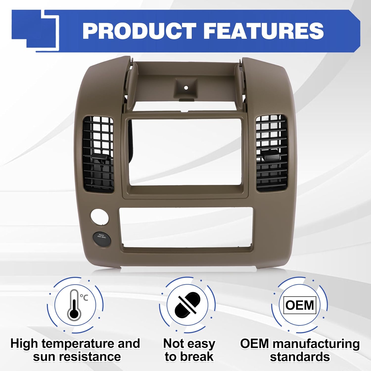 Center Dash Console Panel Compatible with Nissan Frontier 2005-2020, Center Instrument Console Panel Bezel Cover Replacement Part Number 68259-ZP16A 68259 ZP16A 68259ZP16A, Brown - 3 Years Warranty