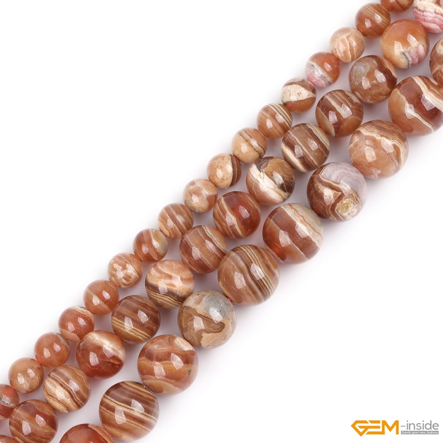 GEM-Inside AA Grade 10mm Round Natural Dark Pink Argentina Rhodochrosite Quartz Gemstone Semi Precious Chakras Stone Beads for Bracelet Necklace Jewelry Making 15"