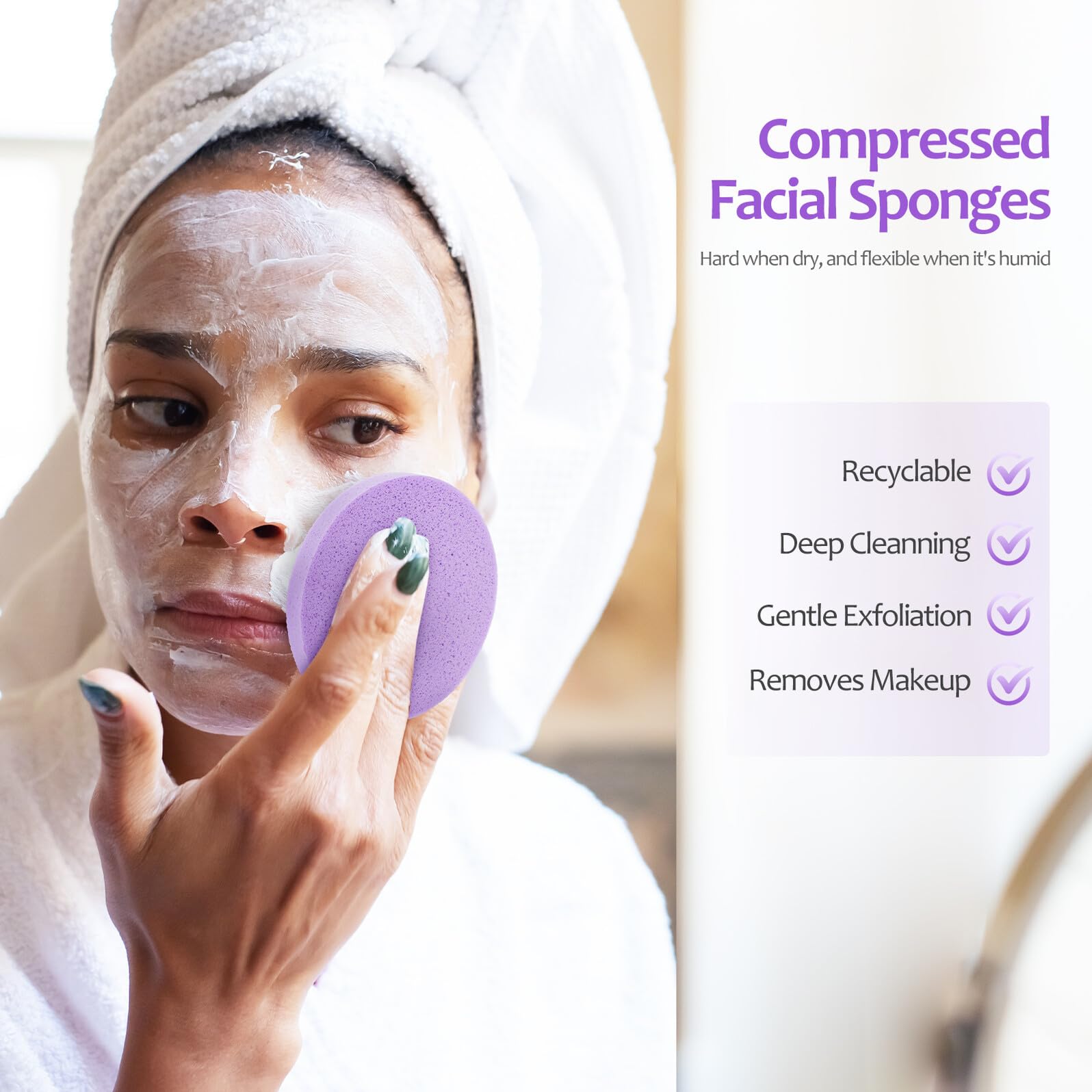 Cabilock Esponjas Faciales Comprimidas Esponjas Exfoliantes y Limpieza Facial 120 para Maquillaje para Uso Diario en Mujeres y Niñas