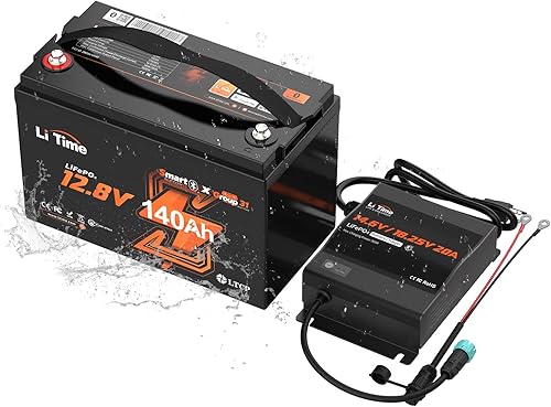 Miniatura 14 de Litime Batería LiFePO4 de motor de arrastre de 12 V 100 Ah (grupo 31), protección a baja temperatura, máx. 15000 ciclos profundos, con cargador de