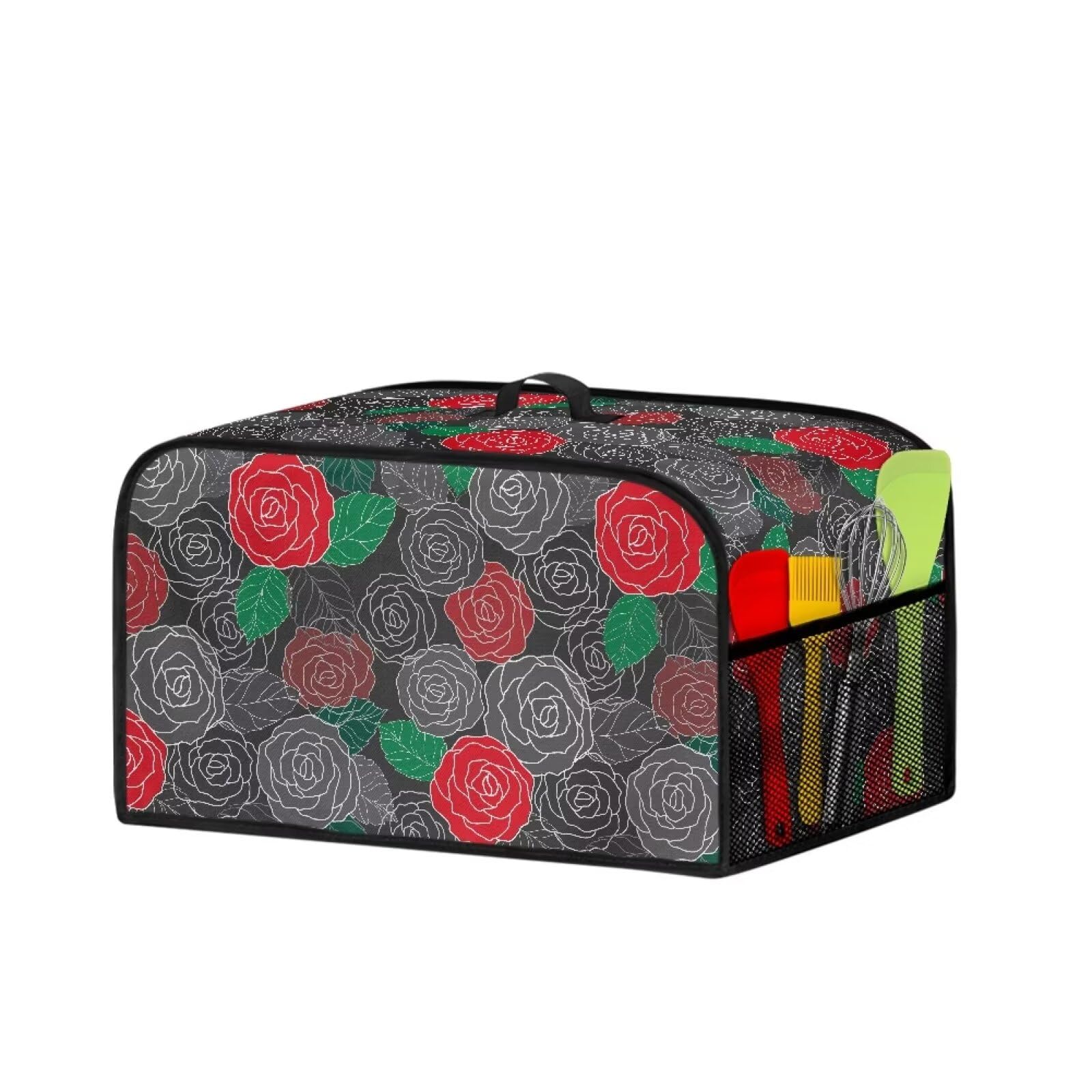 Cugasmaru Rose Crock Pot Cover Fit Slow Cooker 6 7 8 qt Small Kitchen Appliance Dust Cover with Pockets Top Handle Washable Small Appliance Covers