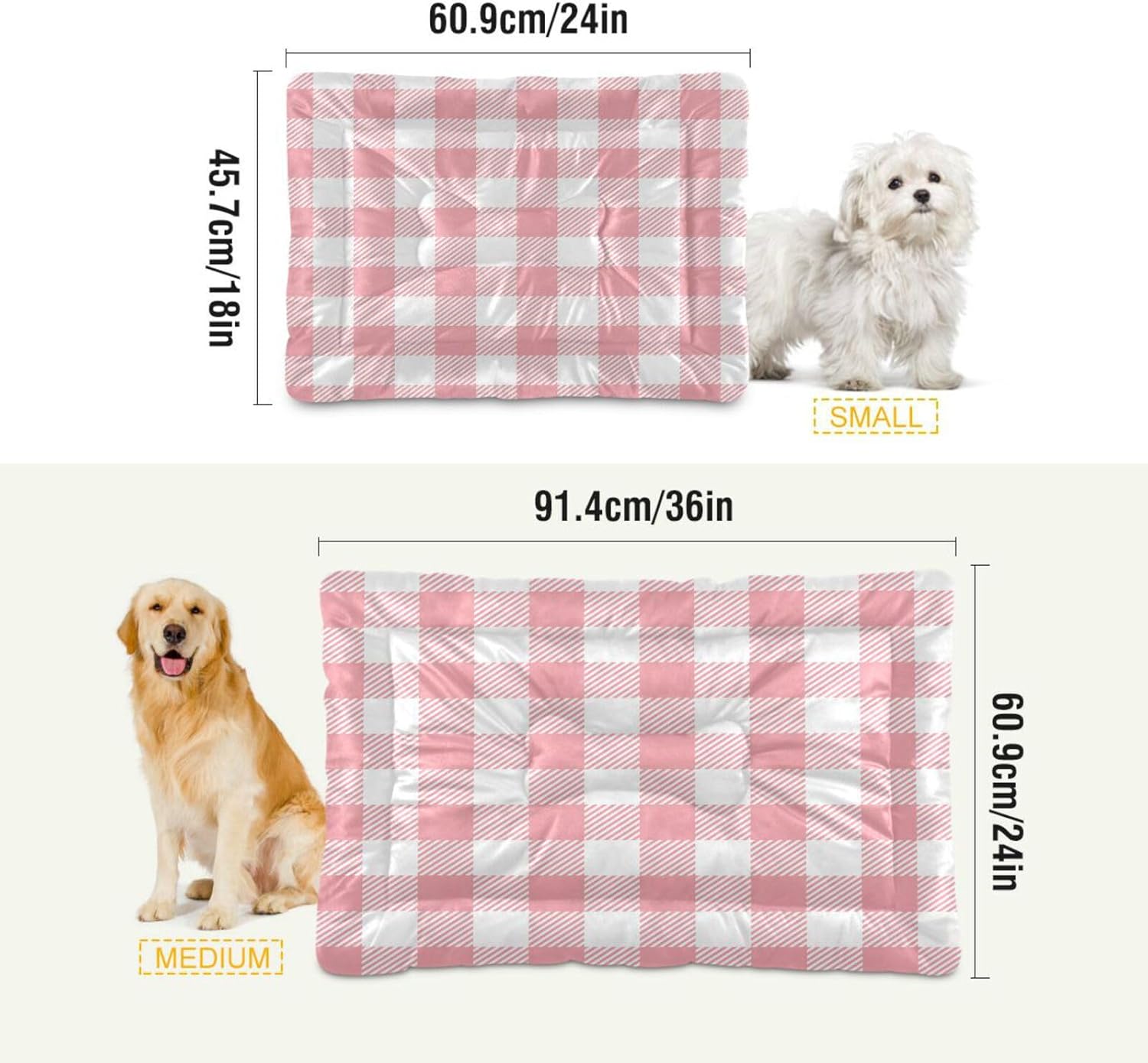 review Pink Buffalo Plaid Dog Bed Machine Washable Pet Bed Mattress Comfortable Soft Pet Bed Mat Non-Slip Bottom Couch for Small Medium Dogs,36x24 Inch