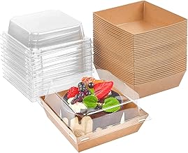 LATERN 50 Pezzi Scatole per Fette di Torta con Coperchi Trasparenti, 12CM Scatole per Salumi in Carta Antiolio Scatole per Dolci Cupcake Scatole da Asporto per Biscotti Sandwich Macaron Forno(Marrone)
