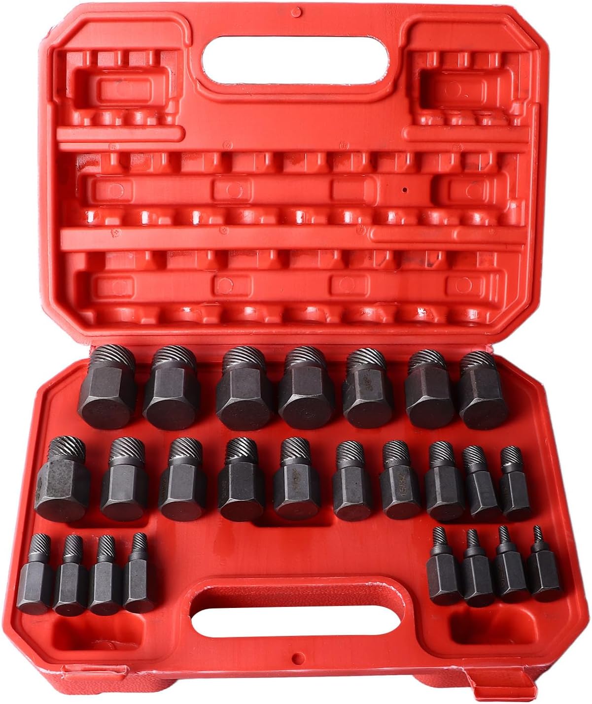 25Pcs Screw Extractor Set, Hex Head Multi Spline Easy Out Bolt Extractor Tool, Premium Chrome Vanadium Steel Rounded Bolt Remover