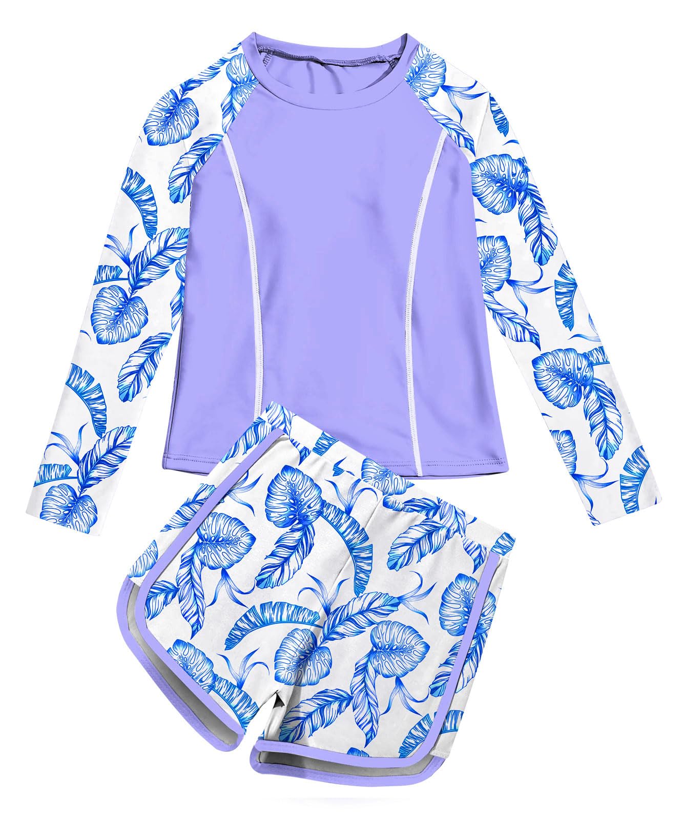 Vogseek Girls Rash Guard Swimsuits 2 Piece Bathing Suit Size 7-14T