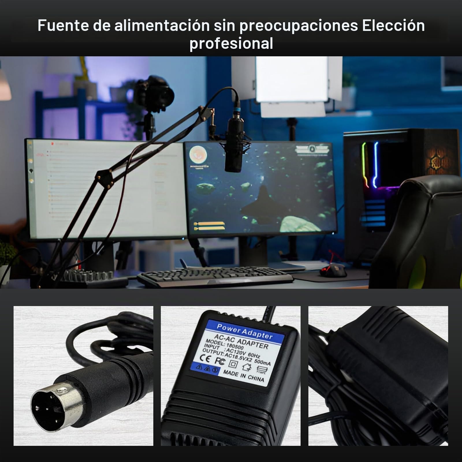 Adaptador de Corriente de CA de Repuesto - Fuente de alimentación de 18.5 V, para Behringer Xenyx (502,802,1002), UB1002, Q502USB, QX1202USB, Q1002USB, PSV3UL, MXVL3, MX602A, mezcladores