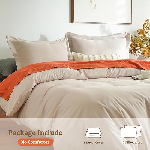 Miniatura 2 de Mohap 1 funda de edredón con 2 fundas de almohada tamaño Queen para todas las estaciones, funda de edredón de 3 piezas con cierre de cremallera,