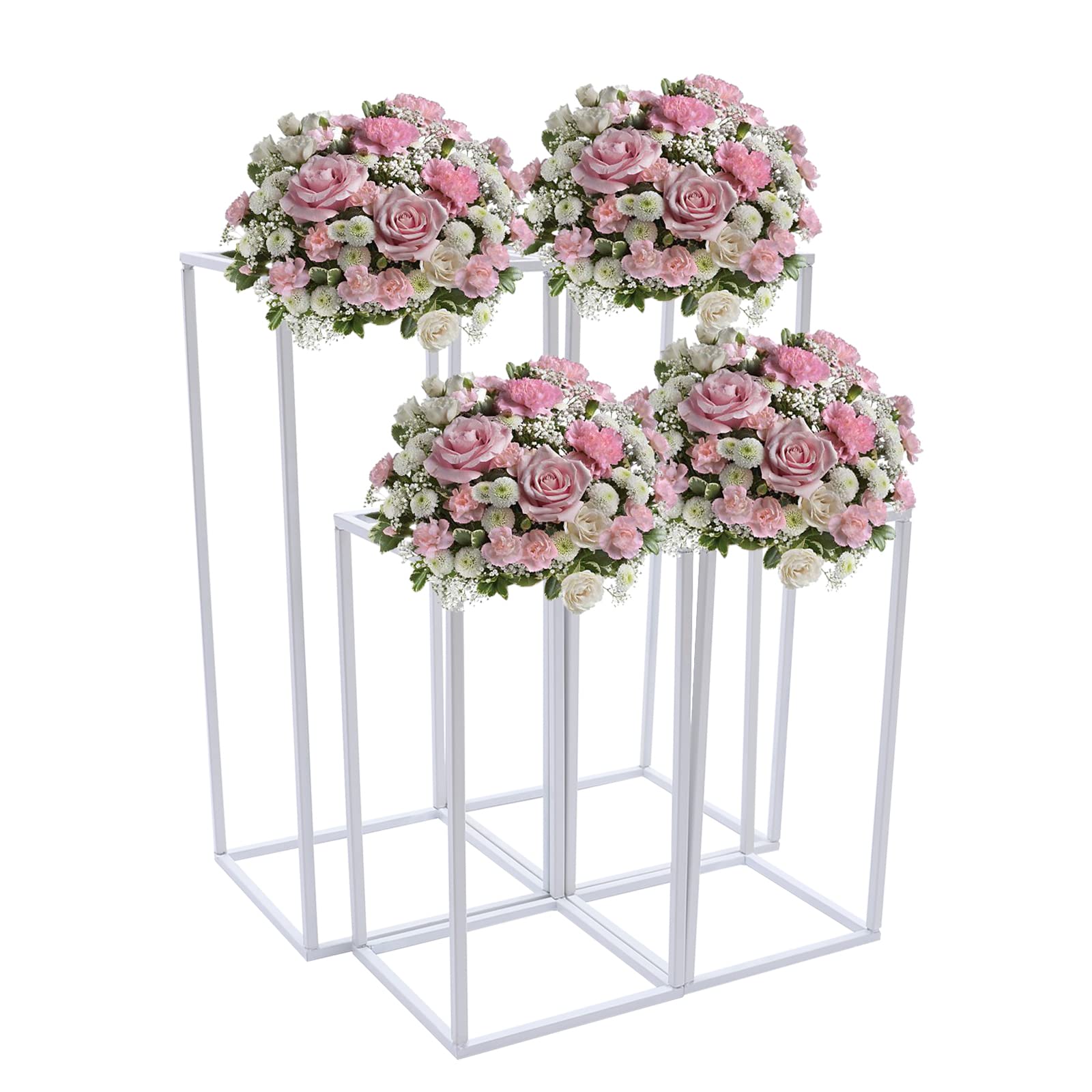 4 soportes para flores, soporte para plantas, jarrón de metal, centros de mesa para bodas, sencillo y elegante, jarrones de flores para compromisos/aniversarios/fiestas/casas, 2 tamaños: 60 cm y 40 cm