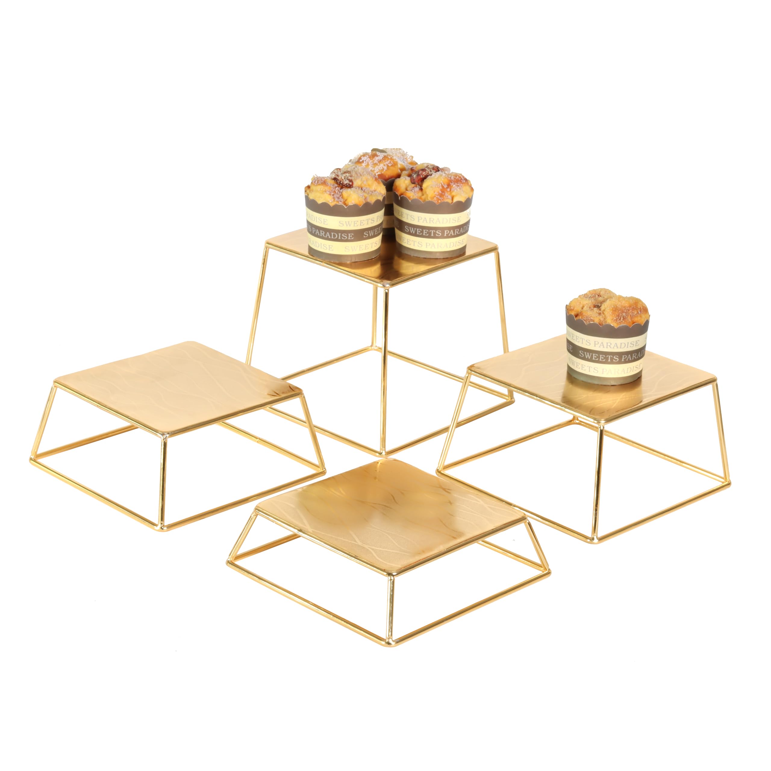 Photo 1 of YFEEN Gold Metal Square Display Risers - Set of 4