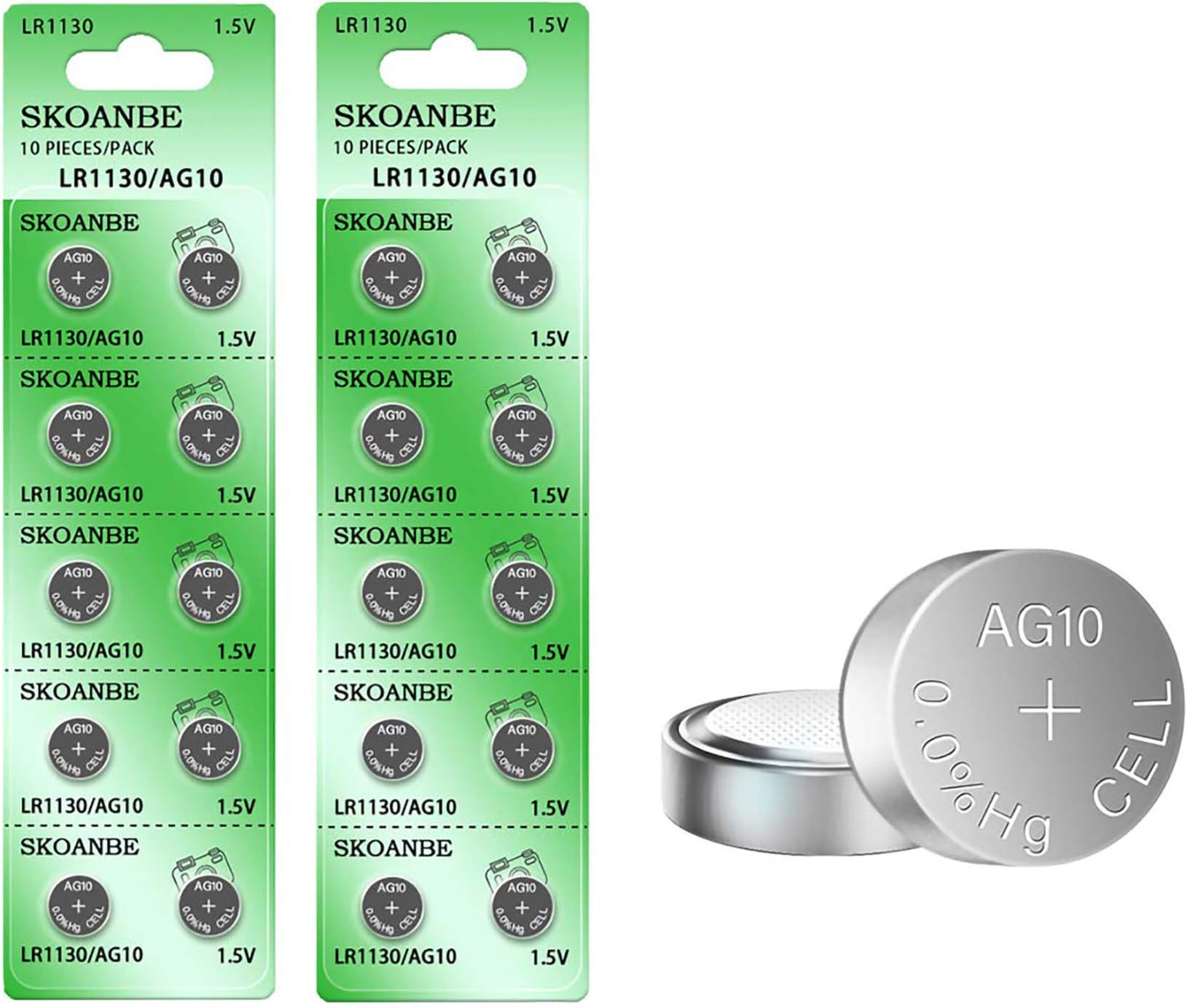 LiCB 20 Pack LR1130 AG10 Battery 1.5V LongLasting Alkaline