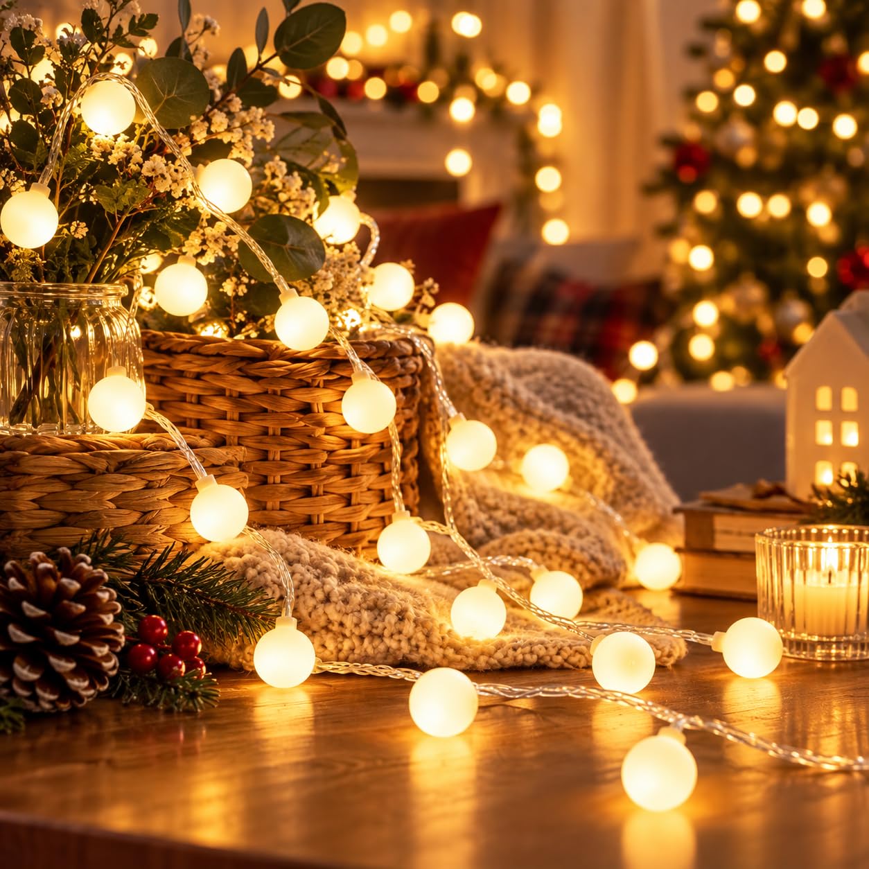 LOHAS 40LEDs Globe Lichterkette, Innen Deko Glühbirne 5Meter, Led Lichterkette Warmweiß, 5V, IP42, Usb-Stromversorgung, Lichterkette Außen für Weihnachten Deko, Garten Dekoration