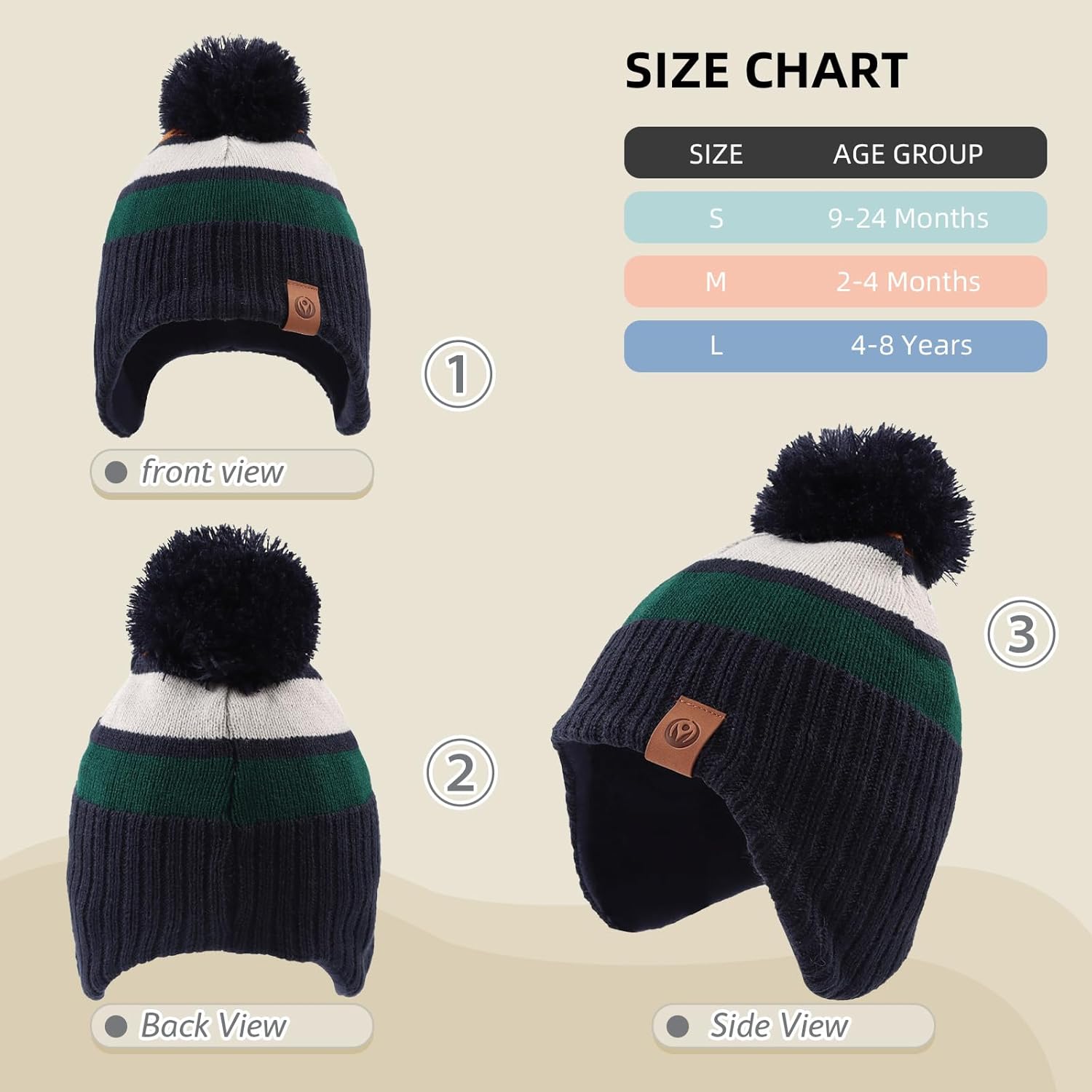 Zsedrut Toddler Baby Beanie Boys Girls Warm Hat Winter Kids Beanies with Fleece Lining - Image 6