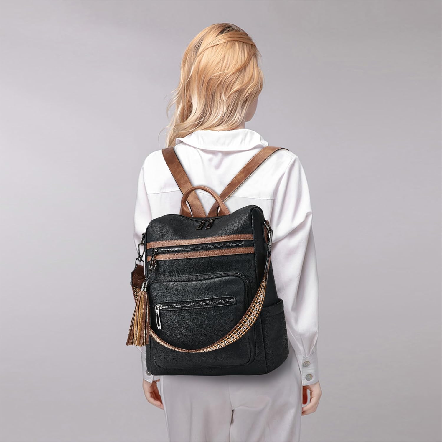 Shrrie Backpack Purse for Women Leather Backpack Fashion Designer Travel Backpack Convertible Shoulder Bag - Image 4