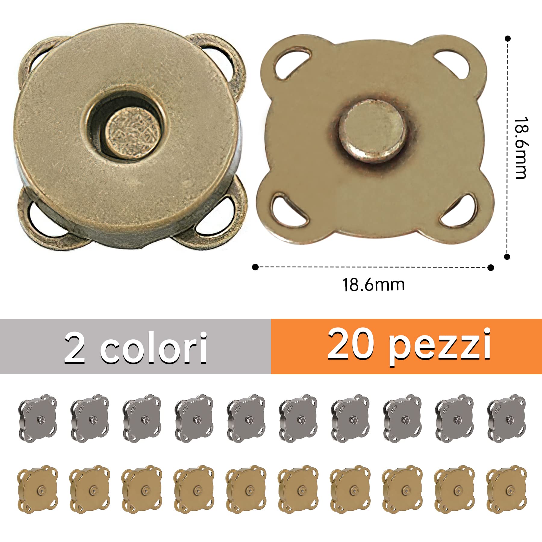 sottile 18 mm chiusura magnetica bottone a pressione borsa borsa bottone a pressione confezione da 20 set F14