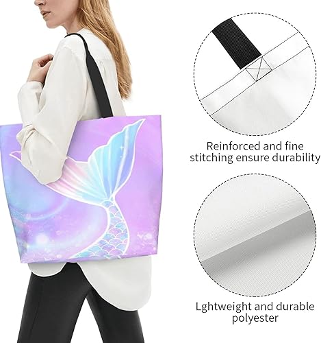 Miniatura 3 de Famame Bolsa de lona grande para mujer, bolsa de hombro casual, reutilizable, multiusos, bolsa de compras para exteriores