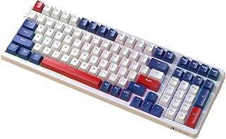 100Keys Mechanical Gaming Keyboard Three Mode Hot Swap Mechanical Keyboards Rechargeable RGB Type-C Keyboard for Working Gaming (blue/Yellow Switch)