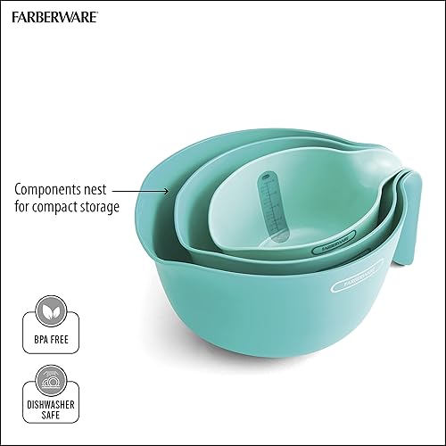 Miniatura 5 de Farberware Professional Measure - Juego de cuencos coladores de 3 piezas, color aguamarina