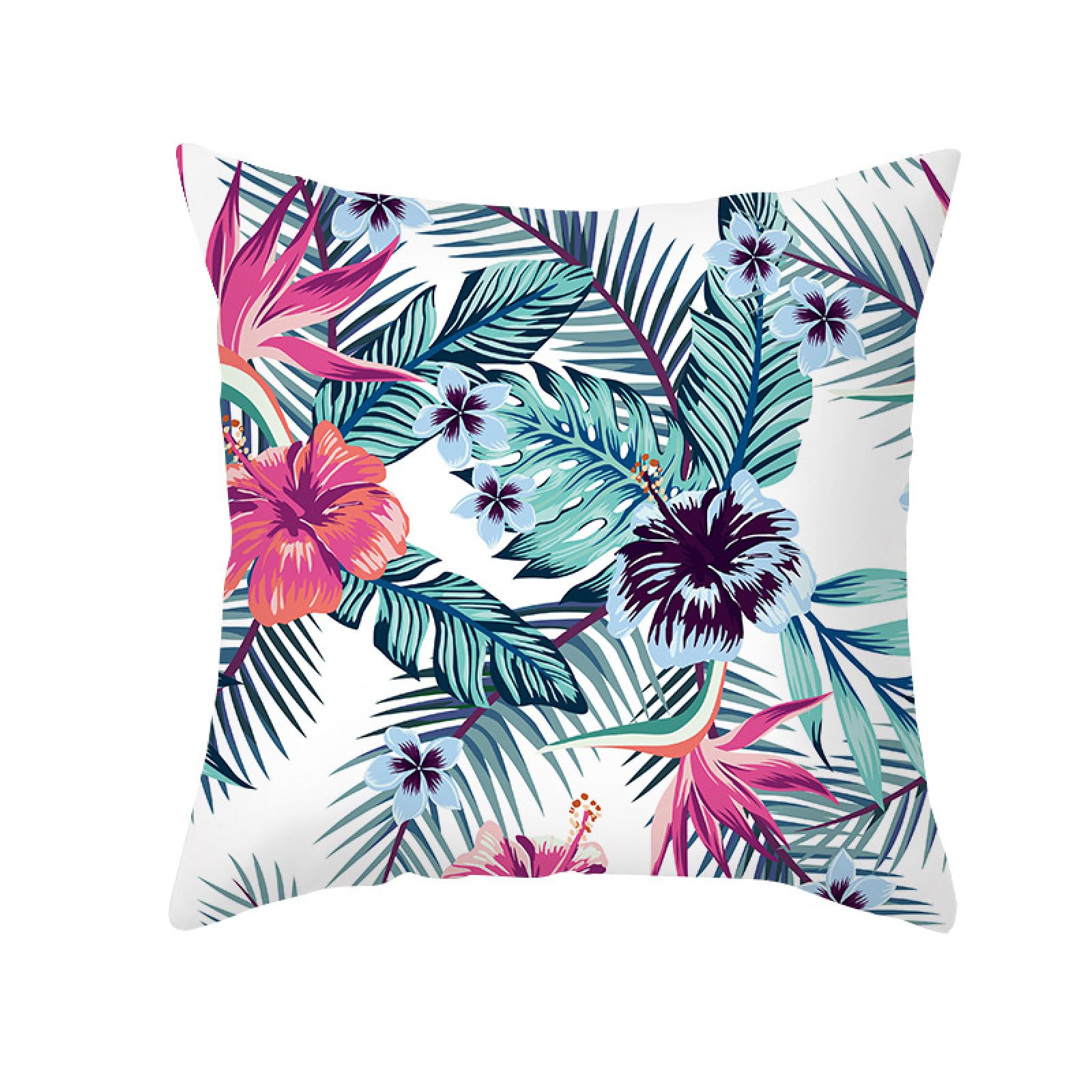Cushion Covers Green Palm Leaves Pillow Cases Soft Linen Cushions with Covers Included Washable Sofa Cushions with Invisible Zip Pillowcase Breathable Pillow Cover 50x50 Cushion Cover 1 Pack