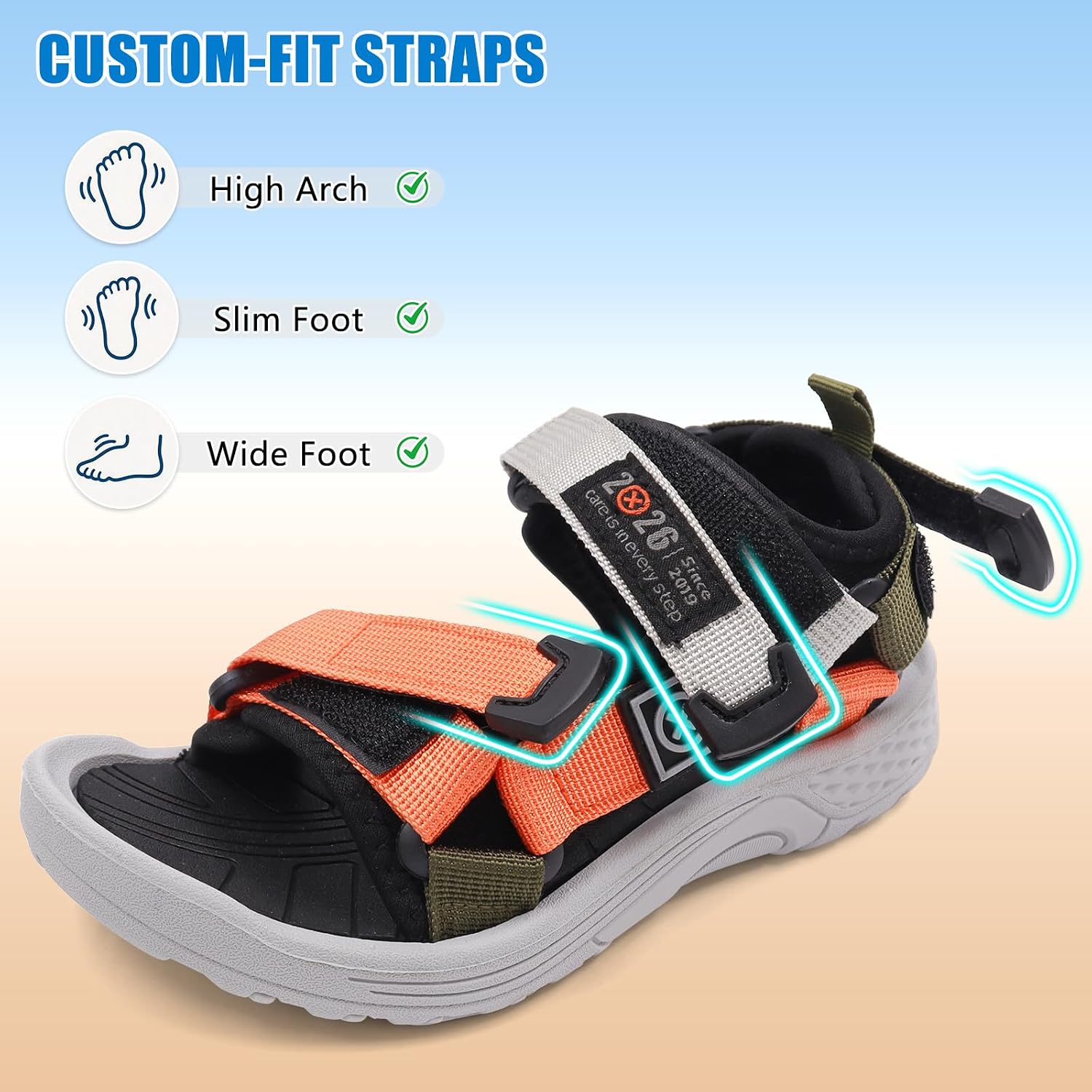 Boys Girls Sandals Kids Hiking Beach Sandals Open-Toe Athletic Shoes
