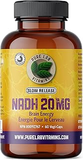 Pure Lab Vitamins - NADH Supplement, 60 Vegi Capsules - NAD Supplement Nicotinamide Adenine Dinucleotide - Immune System Support, Memory Health, Mental Health and Brain Energy - Antioxidant Supplement