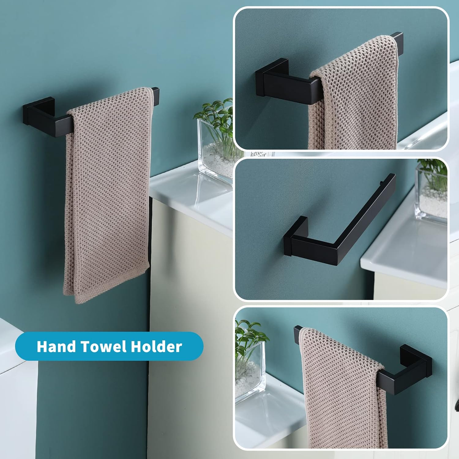 Up To 60% OFF Durafe Bathroom Hardware Set - 4 Piece Matte Black Towel Bar Set SUS304 Stainless Steel, Bathroom Towel Bar Set Include 24 Hand Towel Bar, Toilet Paper Holder and Robe Towel Hook