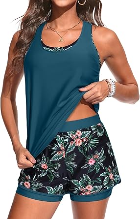 Talisea 3 Piece Tankini Swimsuits Women - Athletic Swim Tank Top with Bra and Boyshorts Bathing Suits Modest Swimwear 2026