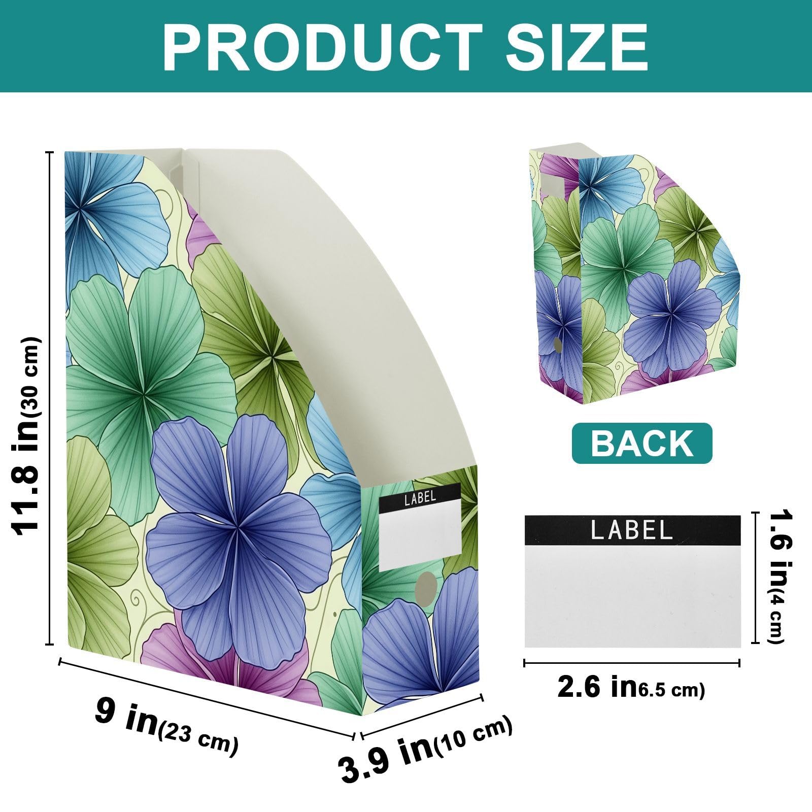 Aesthetic Flower Blue File Organizer with Vertical Archiving