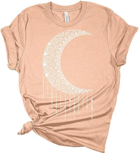 Miniatura 3 de Camiseta de manga corta con diseño de mandala para mujer, diseño de luna, estilo casual, talla grande