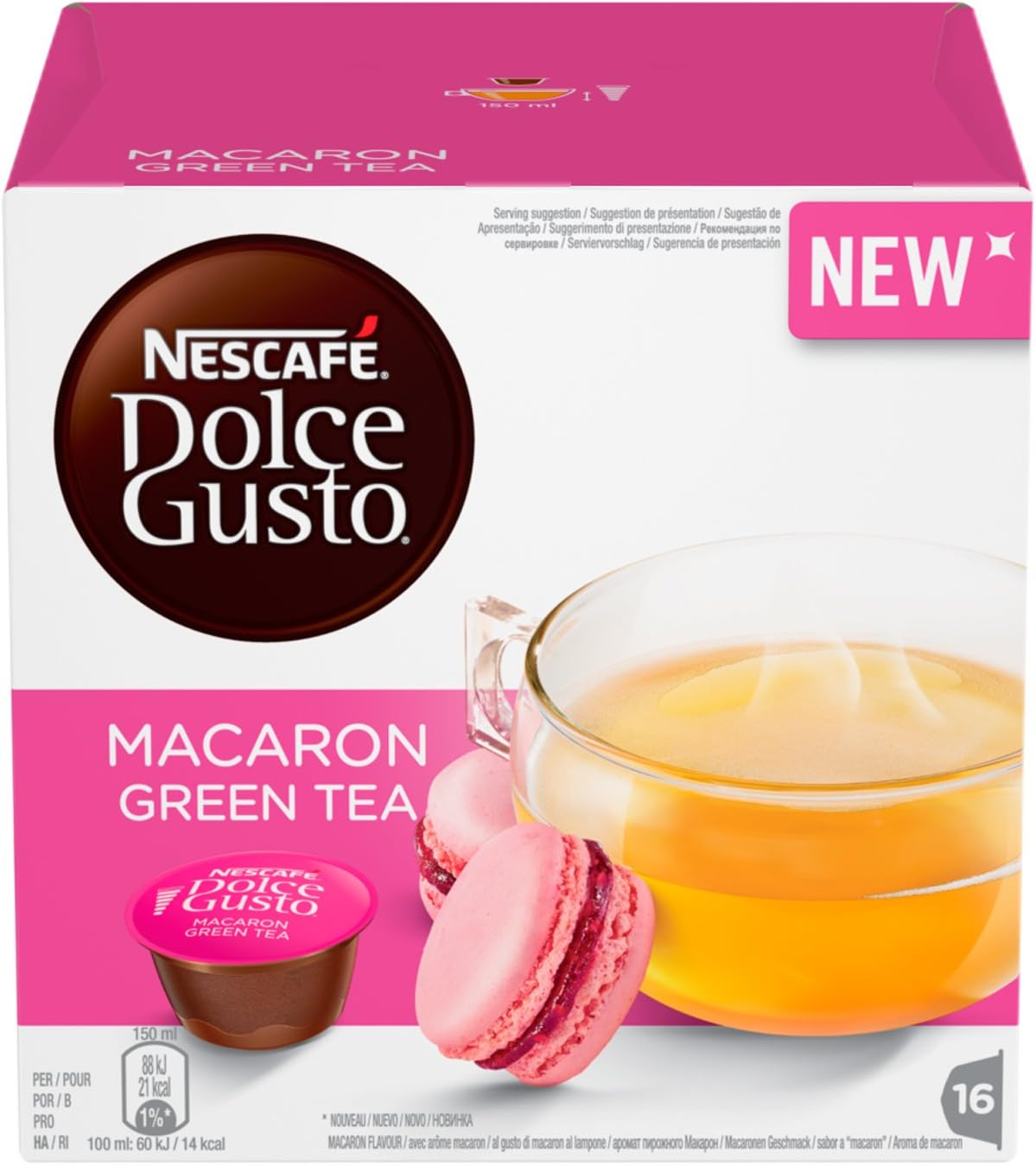 Nescafé Dolce Gusto Macaron Green Tea, Green Tea, Aromatic Tea, Raspberry, 48 Capsules
