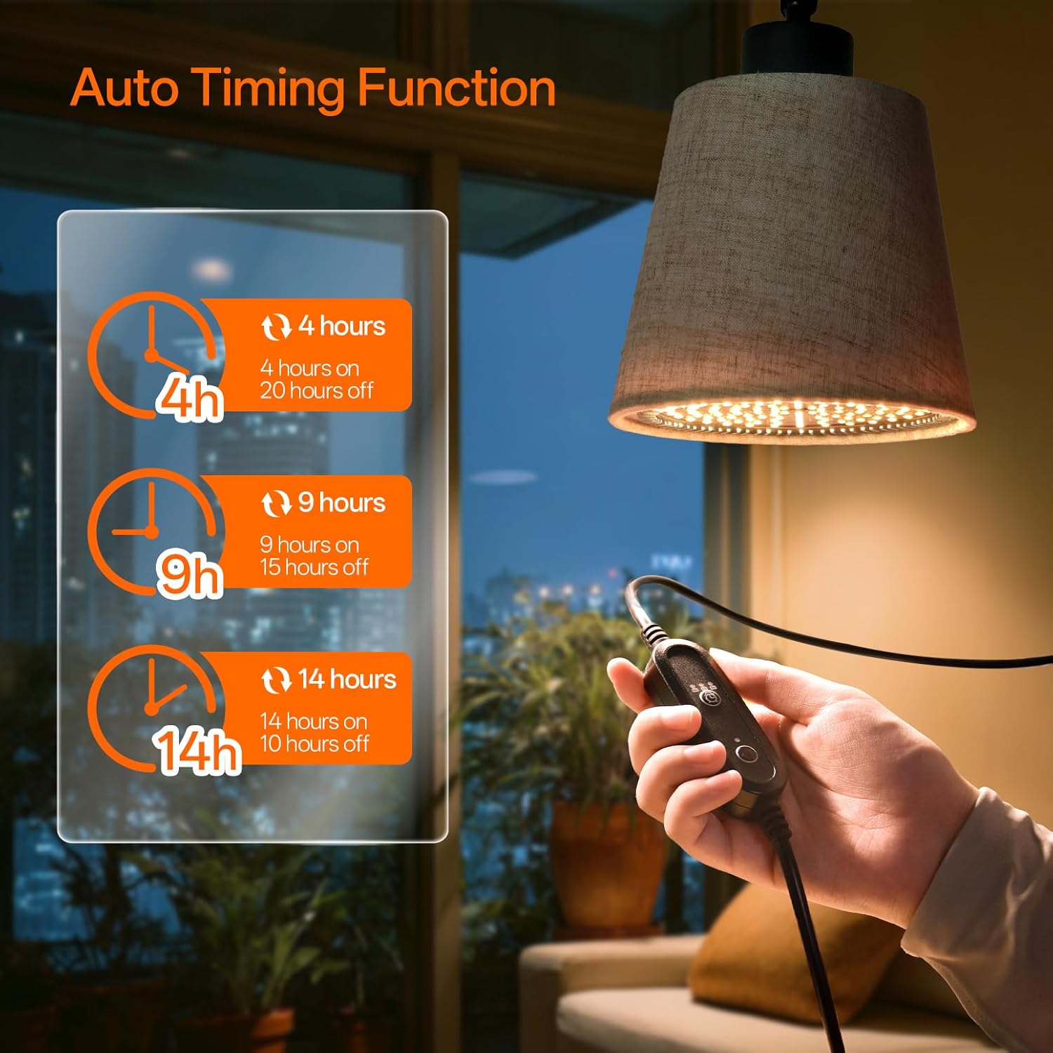 Bstrip Hanging Grow Lights for Indoor Plants, 25W Full Spectrum, 4H/9H/14H Timer, 3000K Wall-Mounted Decorative Plant Light with 9.8FT Power Cord, Ideal for Tall Plants, Flowers and Potted Trees - Image 7