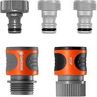 Gardena 18270-81 5-Piece Quick Connect Hose Fittings Kit for 1/2" & 5/8" Hoses - Leak-Free Garden Connectors with Shut-Off Valve