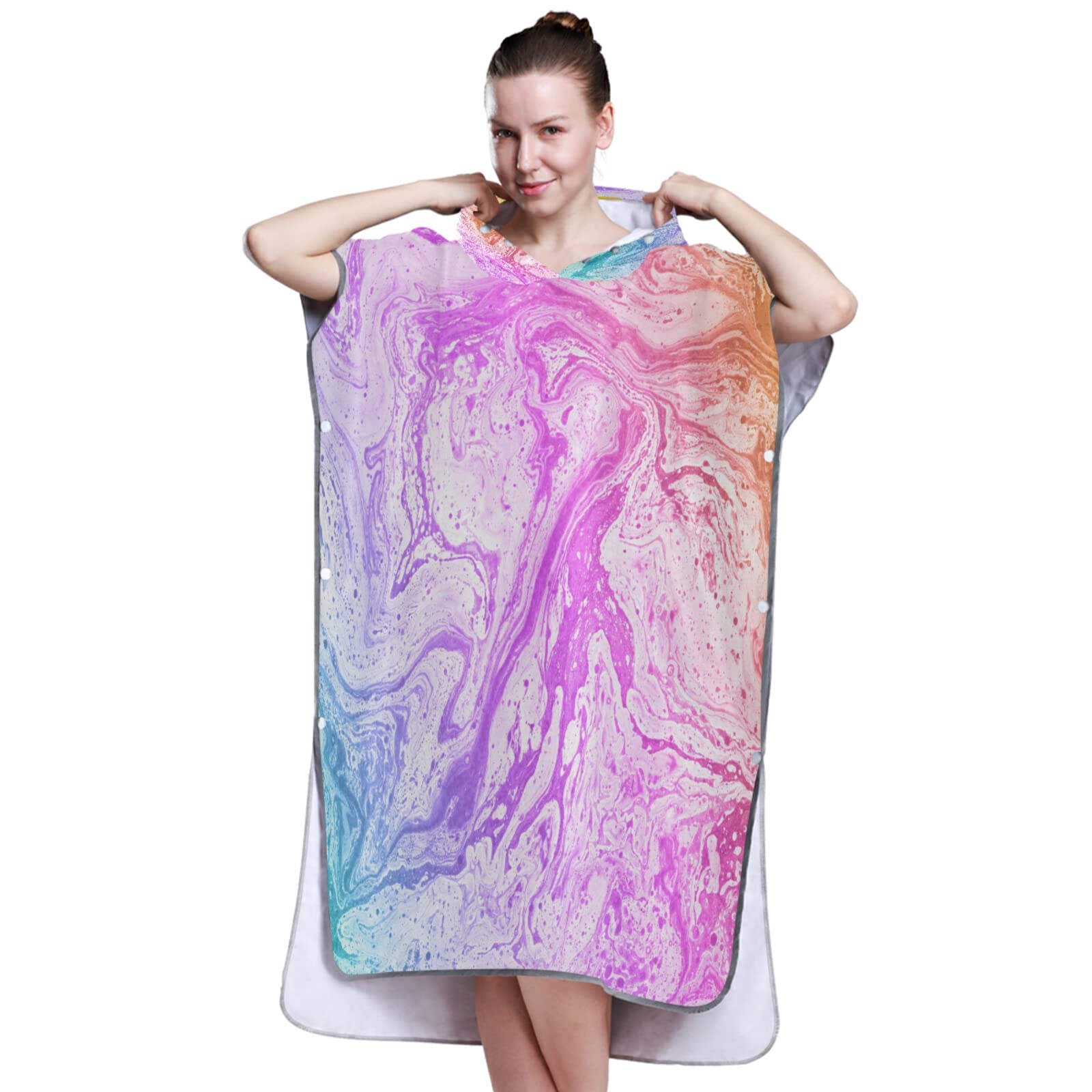 Poncho de surf coloré avec capuche et poche, séchage rapide, en microfibre, pour le bain, la plage, l'extérieur