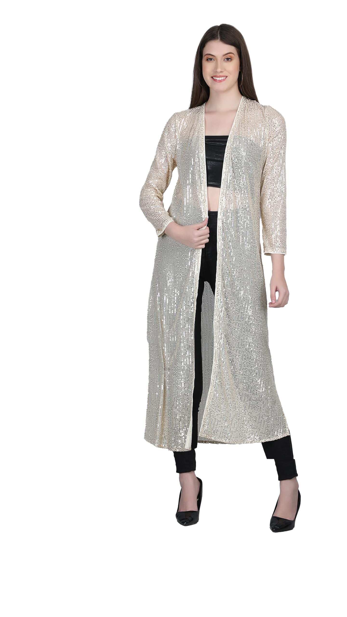 aol Women's Long Power Net Sequinned Shrug-picture-10