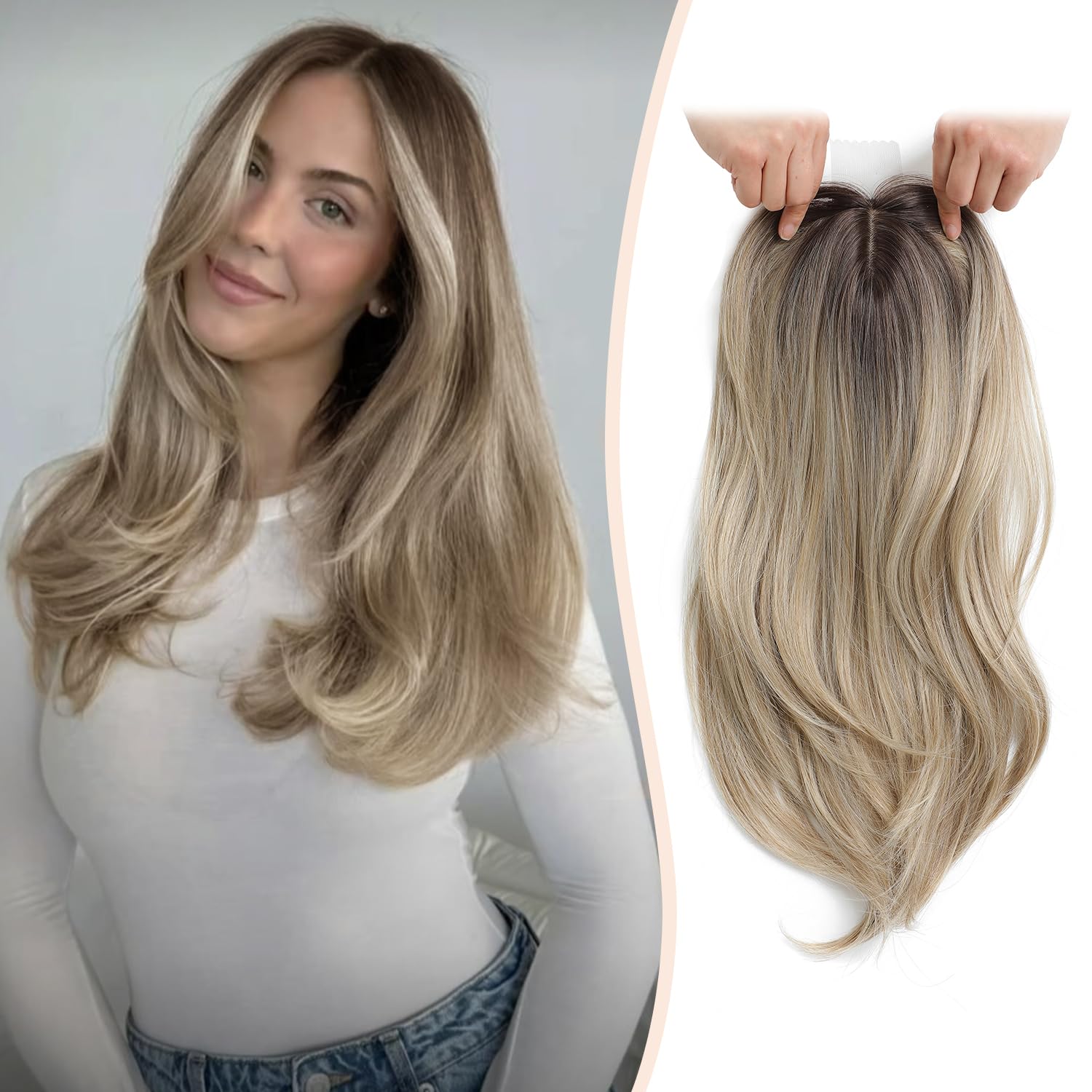 Amazon.com : Megito Long Wavy 18inch Hair Topper Big Base 