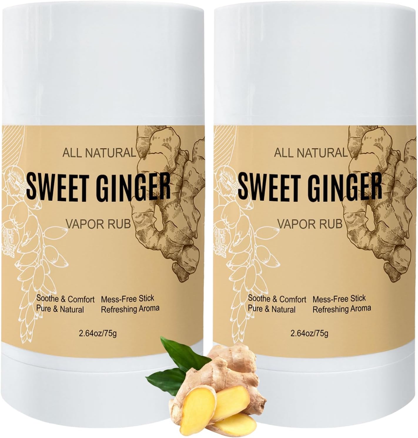 Sweet Ginger Vapor Rub Stick – All-Natural Herbal Balm with Ginger & Peppermint, Plant-Based Formula, Easy-to-Use Stick Design (2)