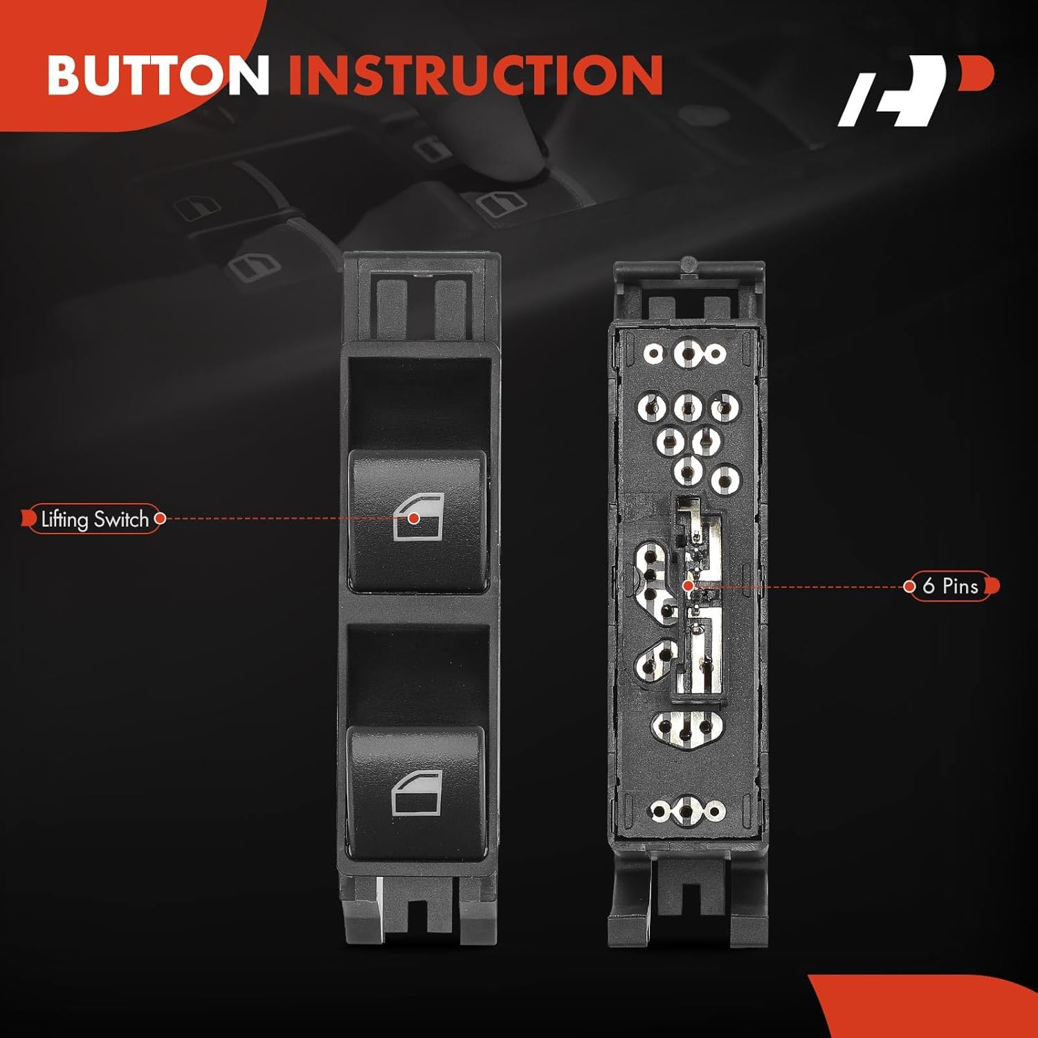 A-Premium Power Window Switch Compatible with BMW 323i 1999-2000 Sedan, 325i 2001-2005, 325xi 2001-2005, 330i 2001-2005, 330xi 2004-2005, Front Right Passenger Side