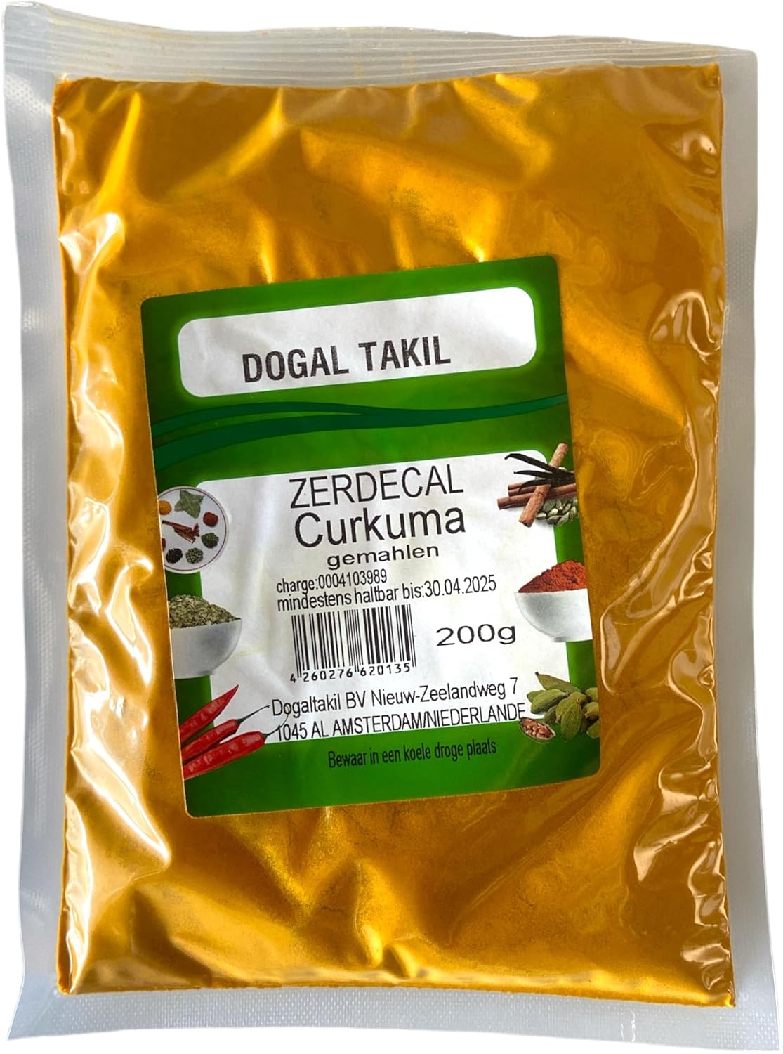 kurkumapoeder, hoogwaardig kurkumapoeder, authentieke Indiase specerij voor gouden melk, kurkuma-latte en -pasta, hoog curcuminegehalte van betrouwbare bron, 200 g