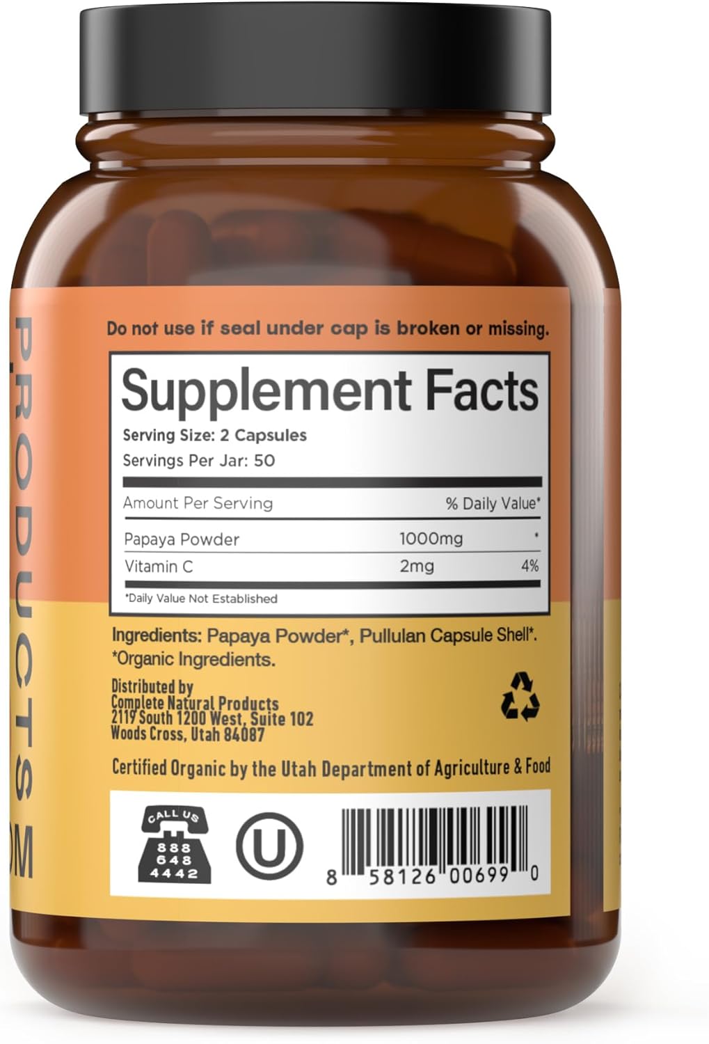 Papaya Enzyme Capsules 500mg - Organic Enzymes for Digestion with Papain, Gut Cleanse Support from Seeds, Vegan Non GMO Herbal Supplement Made USA, Fast Absorbing Digestive Support Formula Capsules - Image 3