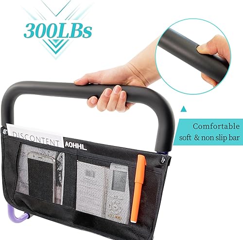 Miniatura 3 de Barandillas de seguridad para adultos mayores con alturas ajustables, bolsillo de almacenamiento, barandillas laterales de apoyo para personas