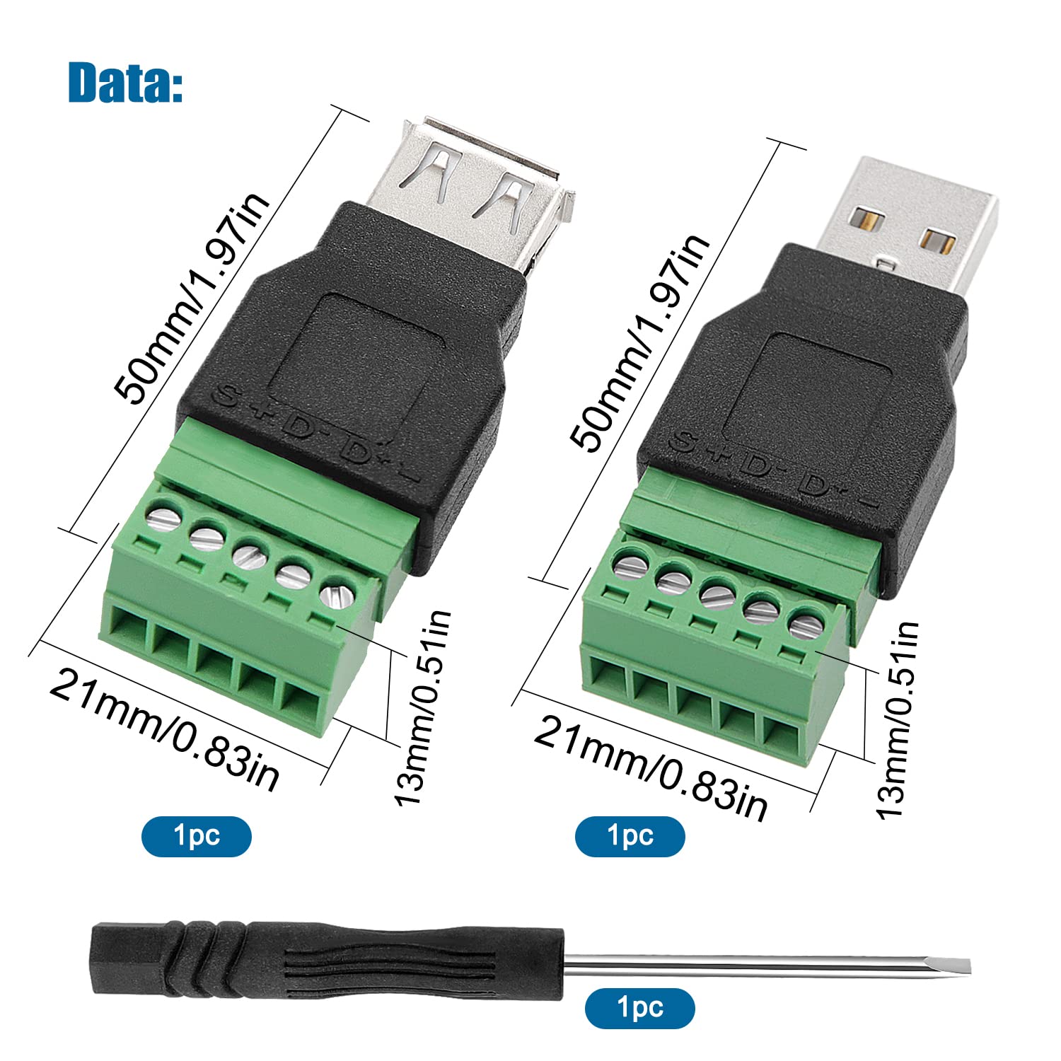 Adattatore USB 2.0 Femmina A Viti - Connettore A 5 Pin, Senza Saldatura, Per Cablaggi Fai Da Te (2 Pezzi) - Foto 4