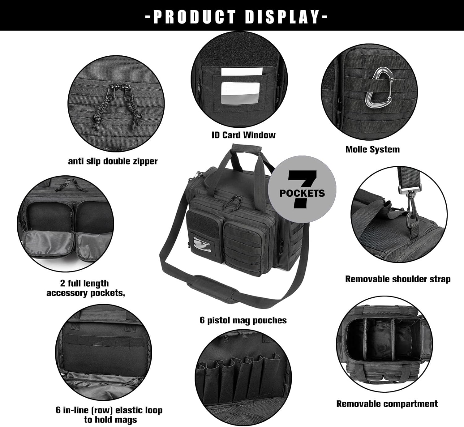 Gun Range Bag for Handguns and Ammo Tactical Pistol Case Shooting Range Duffle Bags Large Handguns Magazine Ammo Gear Accessories Pouch for Hunting Shooting Range Sport - Image 7