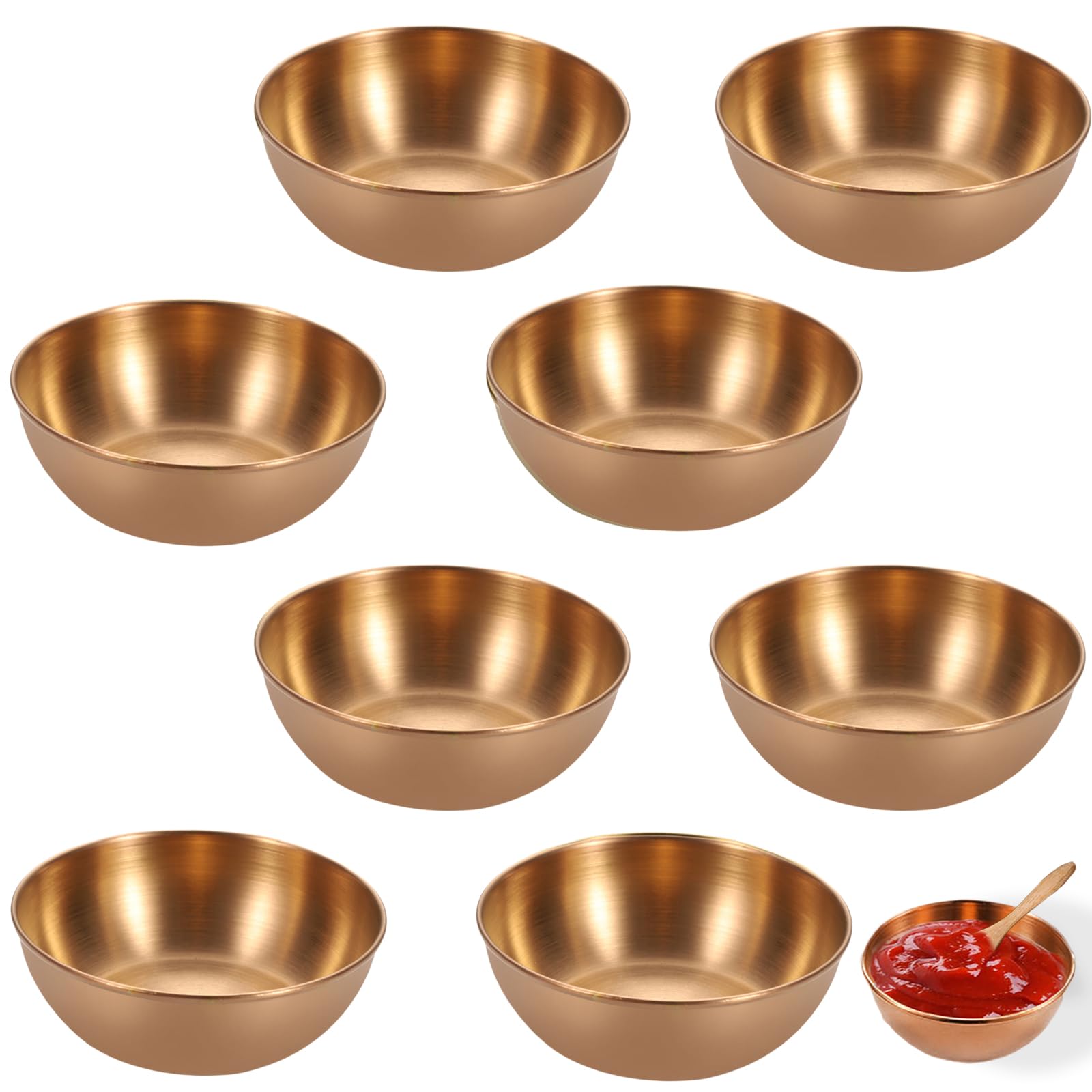 HOMURY 8 stuks dipschalen gouden ronde serveerschalen roestvrij staal HOMURY 8 stuks dipschalen gouden ronde serveerschalen roestvrij staal