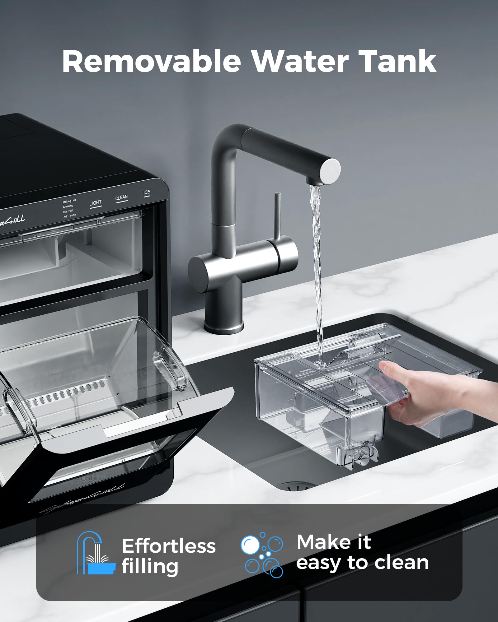 CyberChill Nugget Ice Maker Countertop 44lbs Per Day Pebble Sonic Ice Makers Machine Chewable Pellet Ice with Self-Cleaning Removable Water Tank See Through Window for Home/Kitchen/Office on Fridge.com