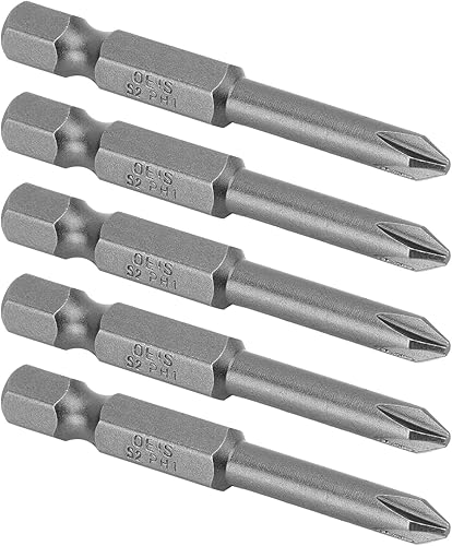 Auniwaig Juego de 5 brocas Phillips, 0.177 in PH1 Phillips Cross, vástago hexagonal de 14 pulgadas, 1.969 in de longitud de acero S2 con magnético