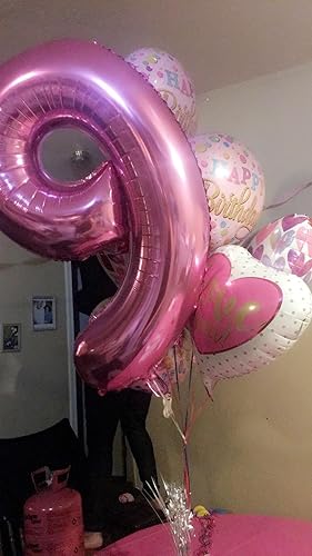 Miniatura 8 de Globos rosados del número 8, globos de Mylar de 40 pulgadas para celebraciones de fiestas y decoraciones de vacaciones
