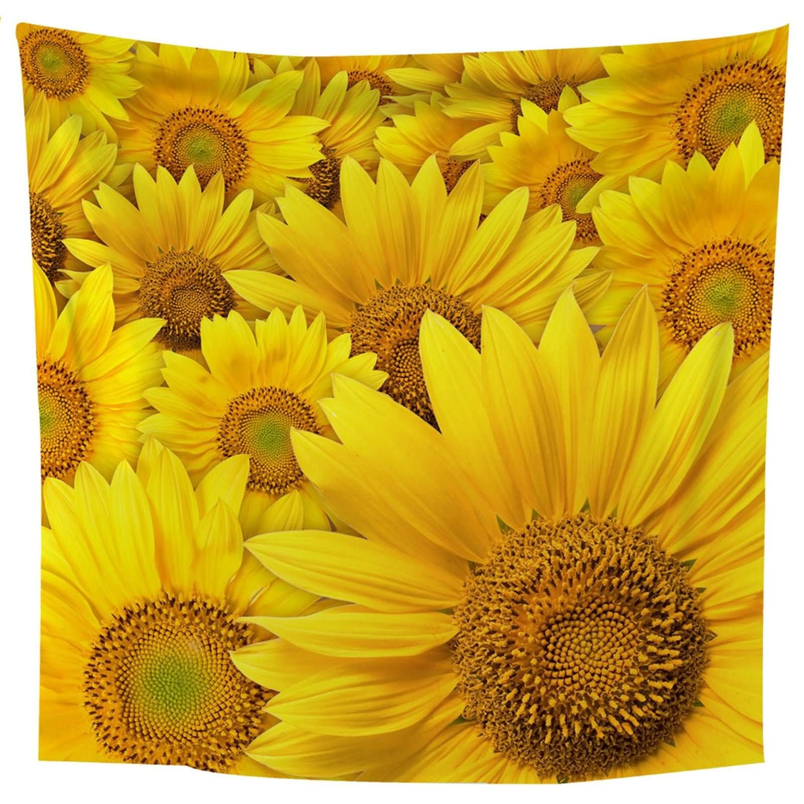 Tapices Navideños, Decoración Rústica Pared Girasol Flor Tema Floral Poliéster Amarillo 260x240CM
