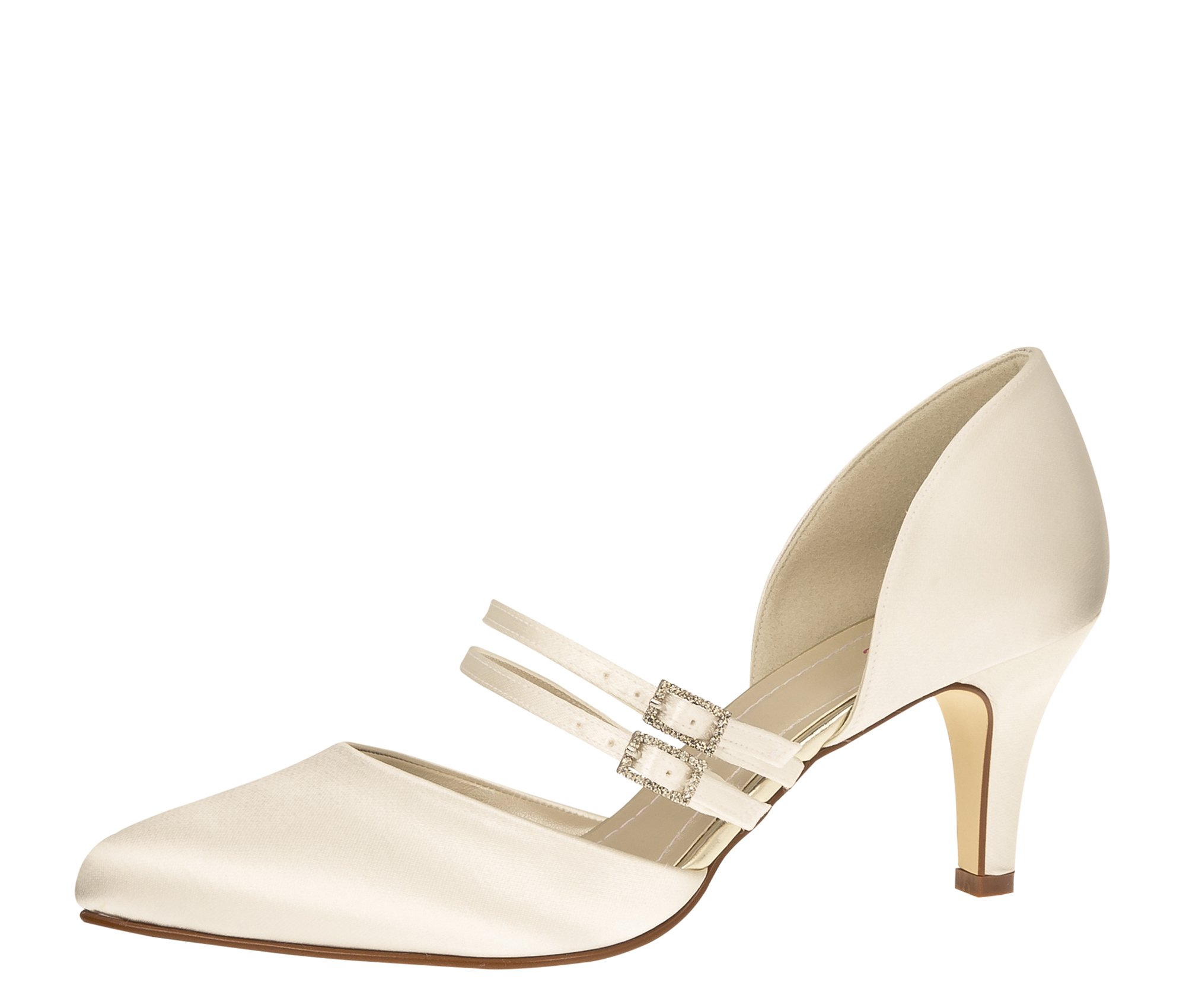 Rainbow Club Bridal Shoes Misty - Pumps, Ivory Satin - Wedding Shoes, Strap - Size 38.5 EU (5.5 UK)
